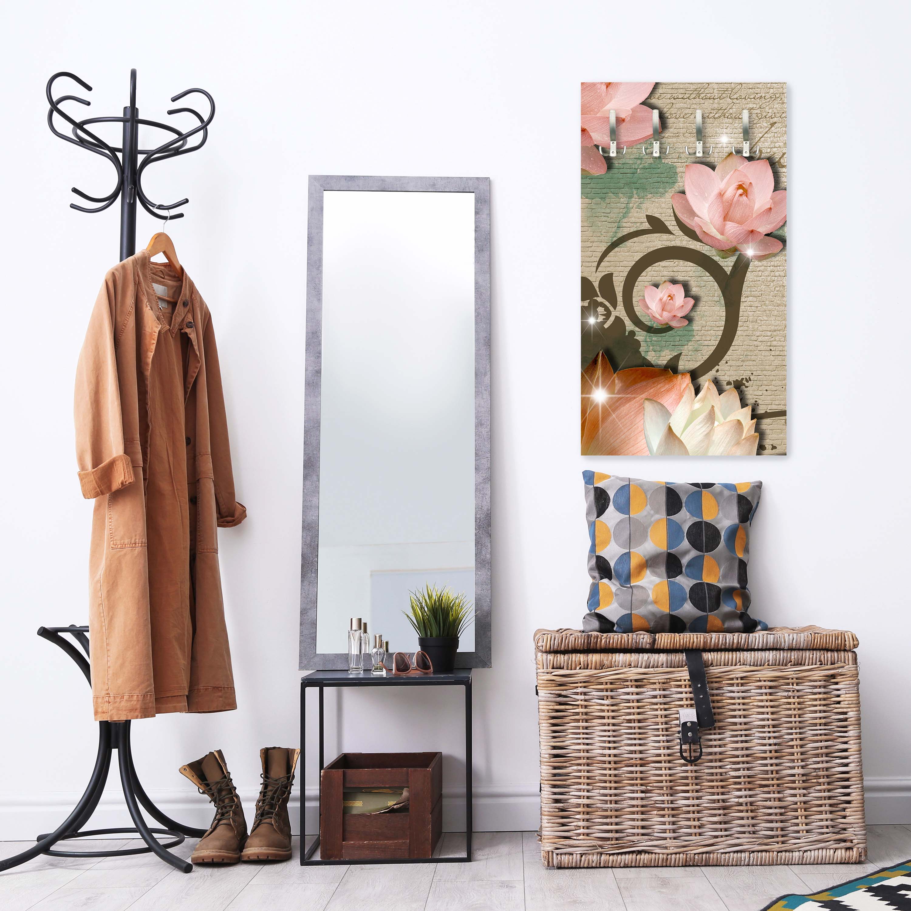 Garderobe Klinker hell Vintage Blüten M0551 entdecken - Bild 2 Garderobe Klinker hell Vintage Blüten M0551 entdecken - Bild 2