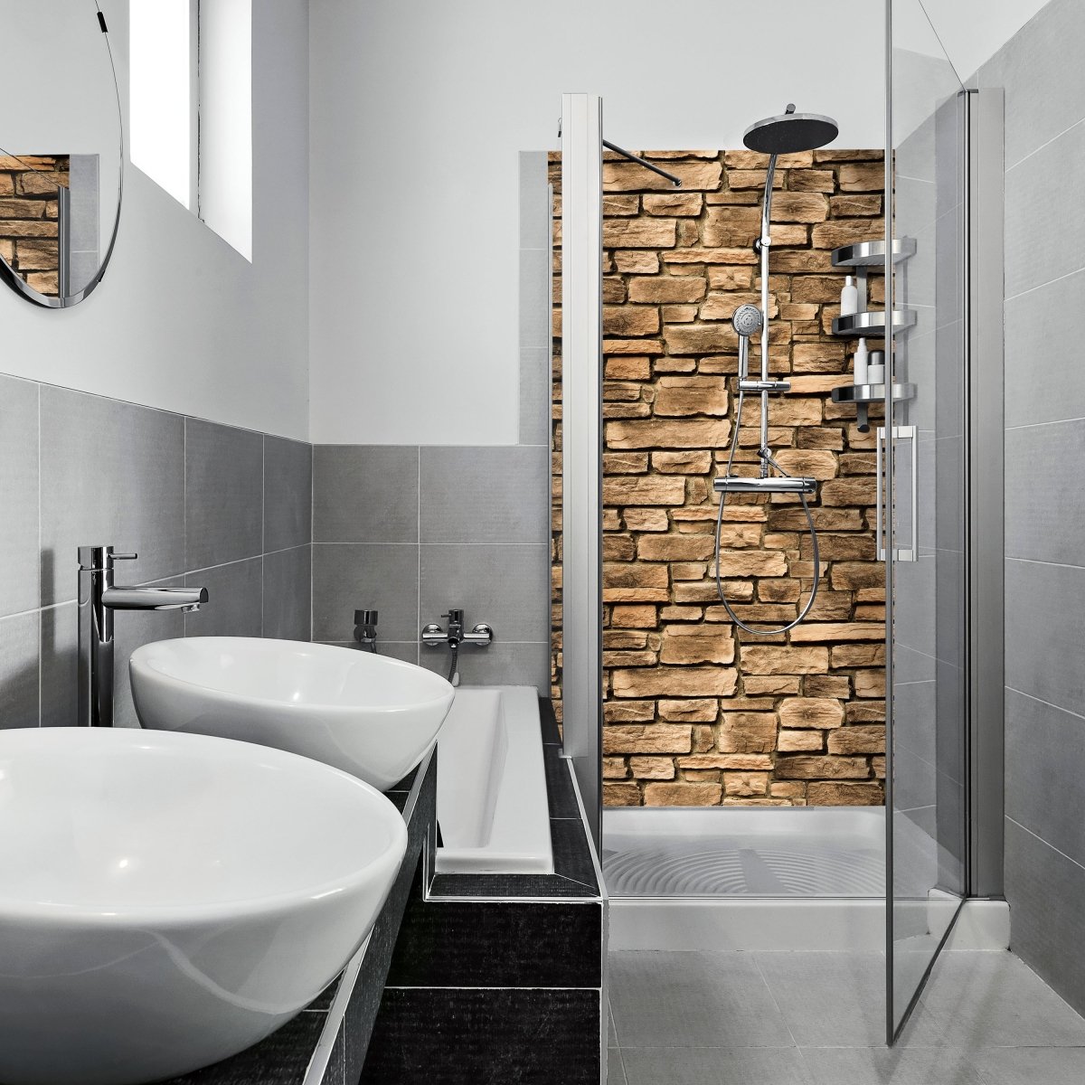 Duschwand Steinmauer M0565 entdecken - Bild 1 Duschwand Steinmauer M0565 entdecken - Bild 1