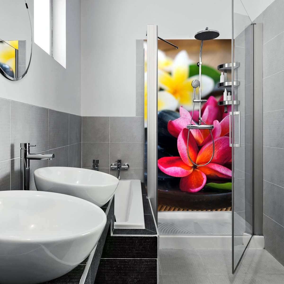 Duschwand Fangipani Blumen M0570 entdecken - Bild 1 Duschwand Fangipani Blumen M0570 entdecken - Bild 1
