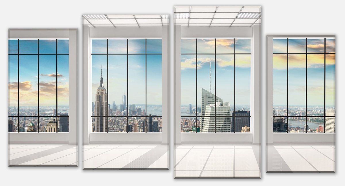 Leinwandbild Mehrteiler Manhattan Blick von einem leeren Büro M0573 Leinwandbild Mehrteiler Manhattan Blick von einem leeren Büro M0573