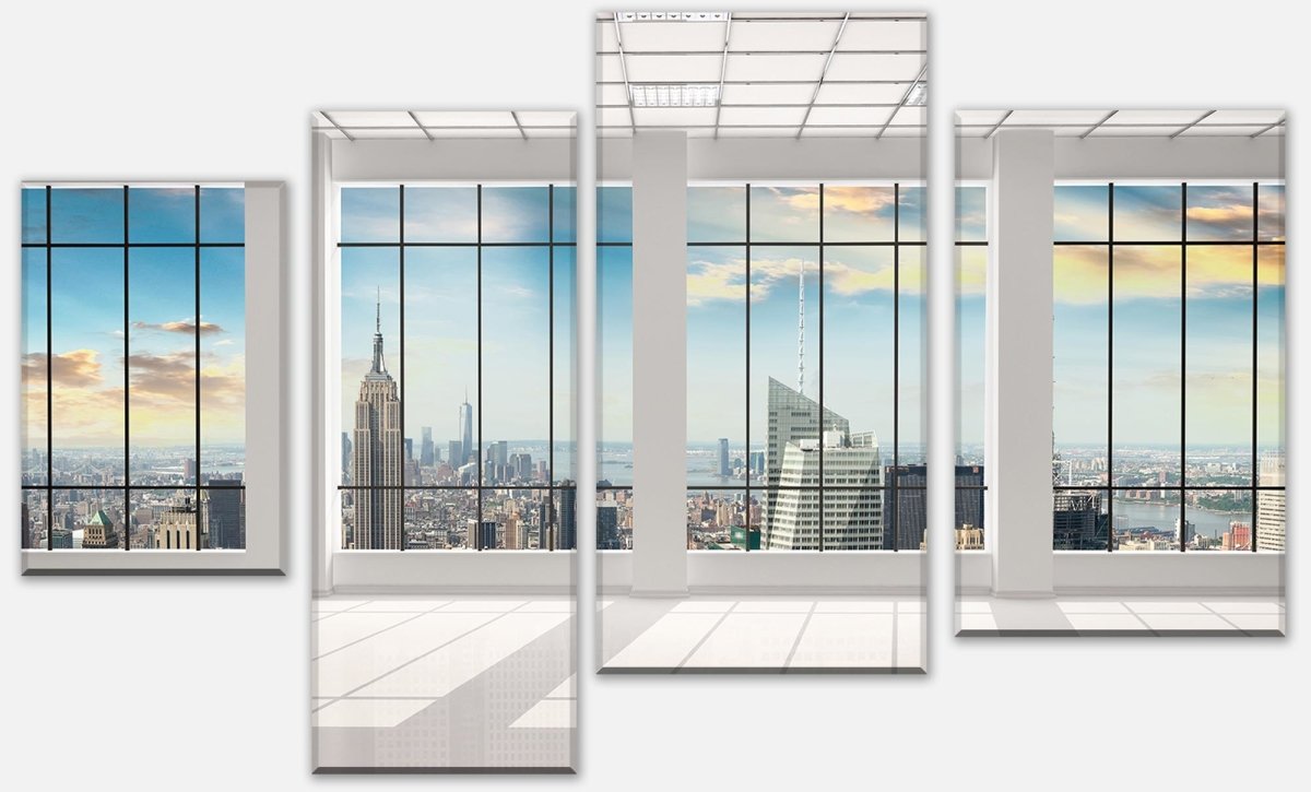 Leinwandbild Mehrteiler Manhattan Blick von einem leeren Büro M0573 Leinwandbild Mehrteiler Manhattan Blick von einem leeren Büro M0573