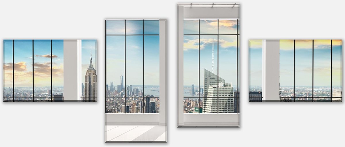 Leinwandbild Mehrteiler Manhattan Blick von einem leeren Büro M0573 Leinwandbild Mehrteiler Manhattan Blick von einem leeren Büro M0573
