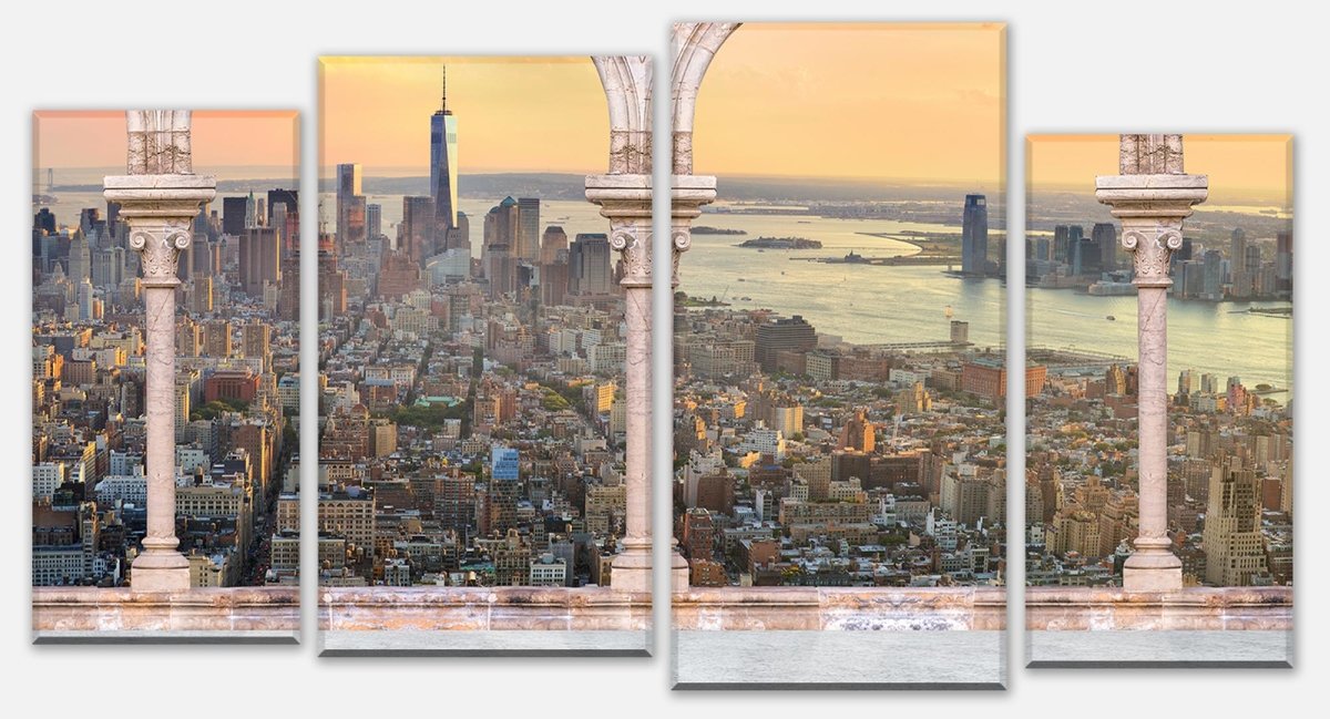 Leinwandbild Mehrteiler Spalten balkon mit aussicht auf Manhattan M0575 Leinwandbild Mehrteiler Spalten balkon mit aussicht auf Manhattan M0575