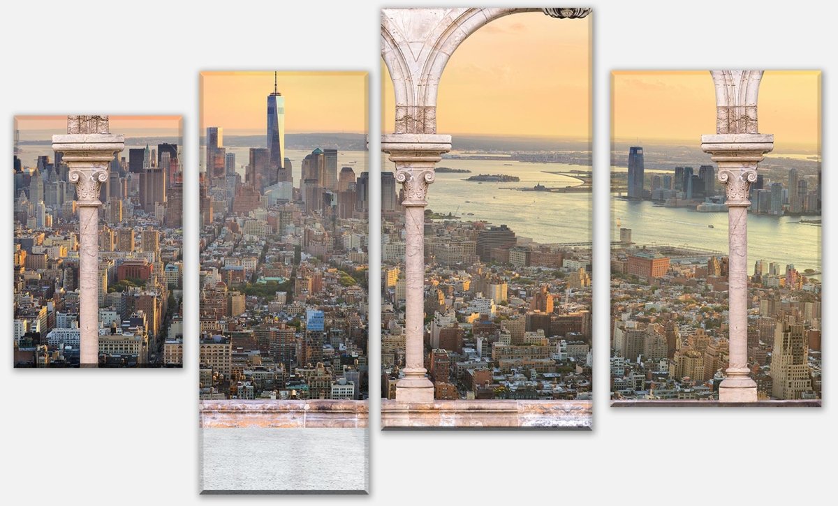 Leinwandbild Mehrteiler Spalten balkon mit aussicht auf Manhattan M0575 Leinwandbild Mehrteiler Spalten balkon mit aussicht auf Manhattan M0575