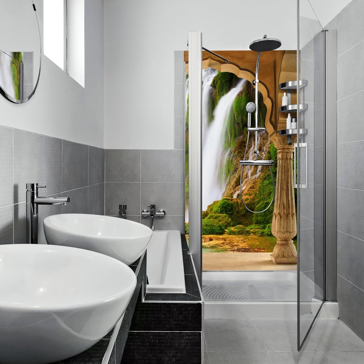Duschwand Säulen - tropischer Wasserfall M0596 entdecken - Bild 1 Duschwand Säulen - tropischer Wasserfall M0596 entdecken - Bild 1
