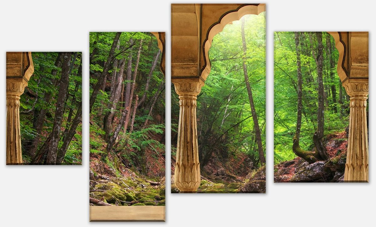 Leinwandbild Mehrteiler Säulen ein Bach im Wald M0598 Leinwandbild Mehrteiler Säulen ein Bach im Wald M0598