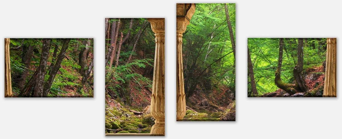 Leinwandbild Mehrteiler Säulen ein Bach im Wald M0598 Leinwandbild Mehrteiler Säulen ein Bach im Wald M0598