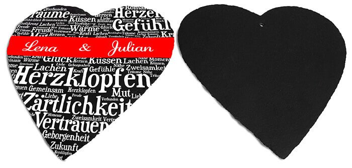 Schieferherz mit Wörtern in Weiss M0599 - Bild 7 Schieferherz mit Wörtern in Weiss M0599 - Bild 7