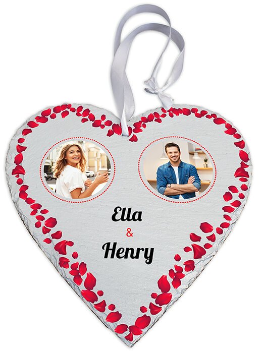 Schieferherz mit Rosenblättern M0607 - Bild 1 Schieferherz mit Rosenblättern M0607 - Bild 1