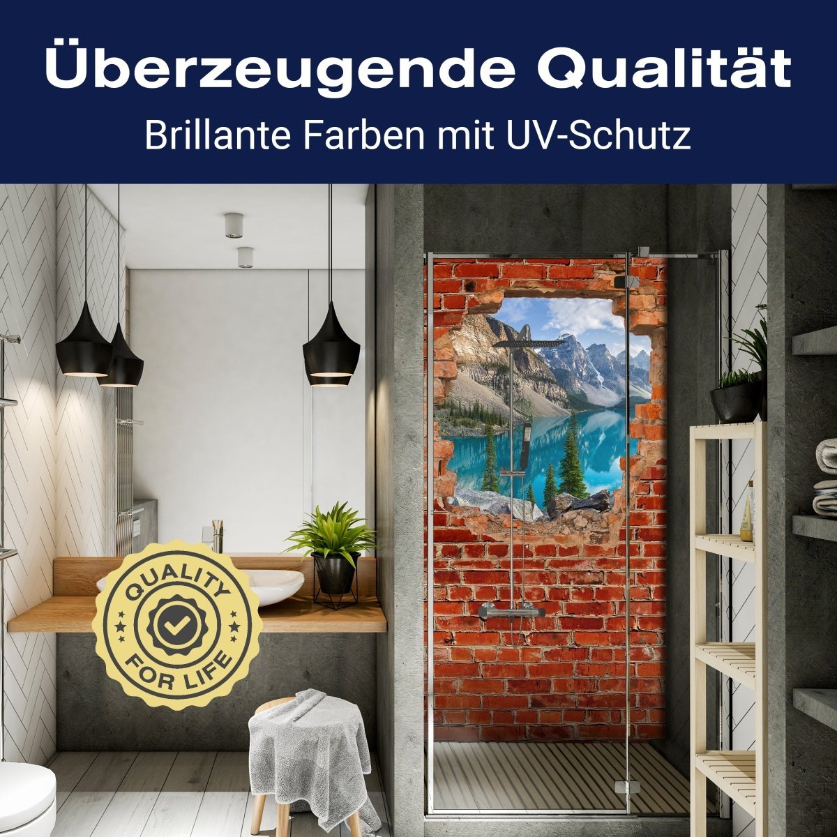 Duschwand Moraine See Panorama - Roter Backstein M0609 entdecken - Bild 2 Duschwand Moraine See Panorama - Roter Backstein M0609 entdecken - Bild 2