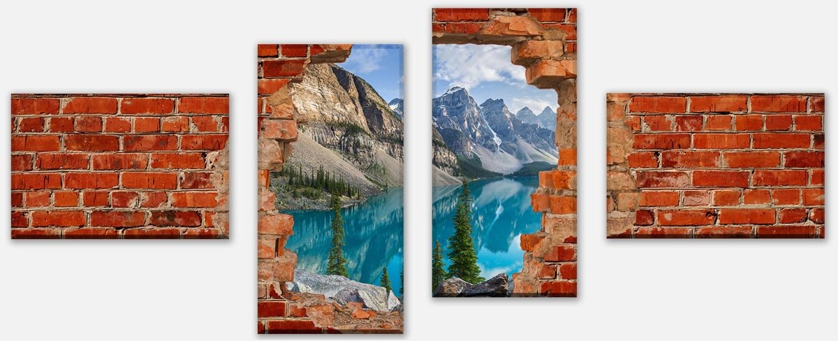 Leinwandbild Mehrteiler Moraine See Panorama - Roter Backstein M0609 Leinwandbild Mehrteiler Moraine See Panorama - Roter Backstein M0609