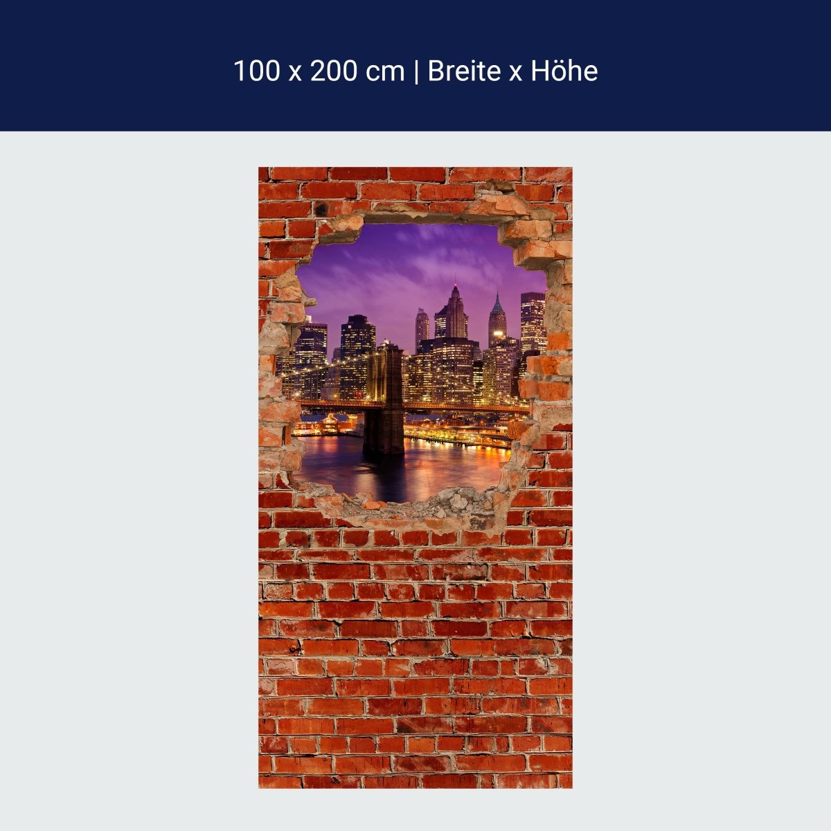 Duschwand New York bei Nacht - Roter Backstein M0611 Duschwand New York bei Nacht - Roter Backstein M0611