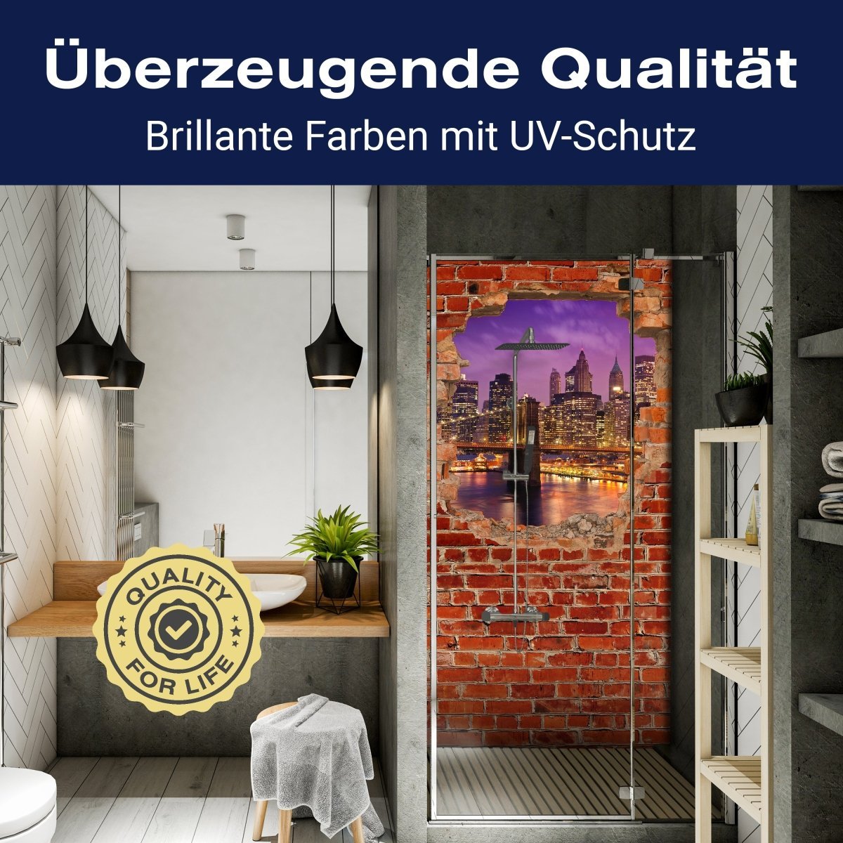 Duschwand New York bei Nacht - Roter Backstein M0611 entdecken - Bild 2 Duschwand New York bei Nacht - Roter Backstein M0611 entdecken - Bild 2