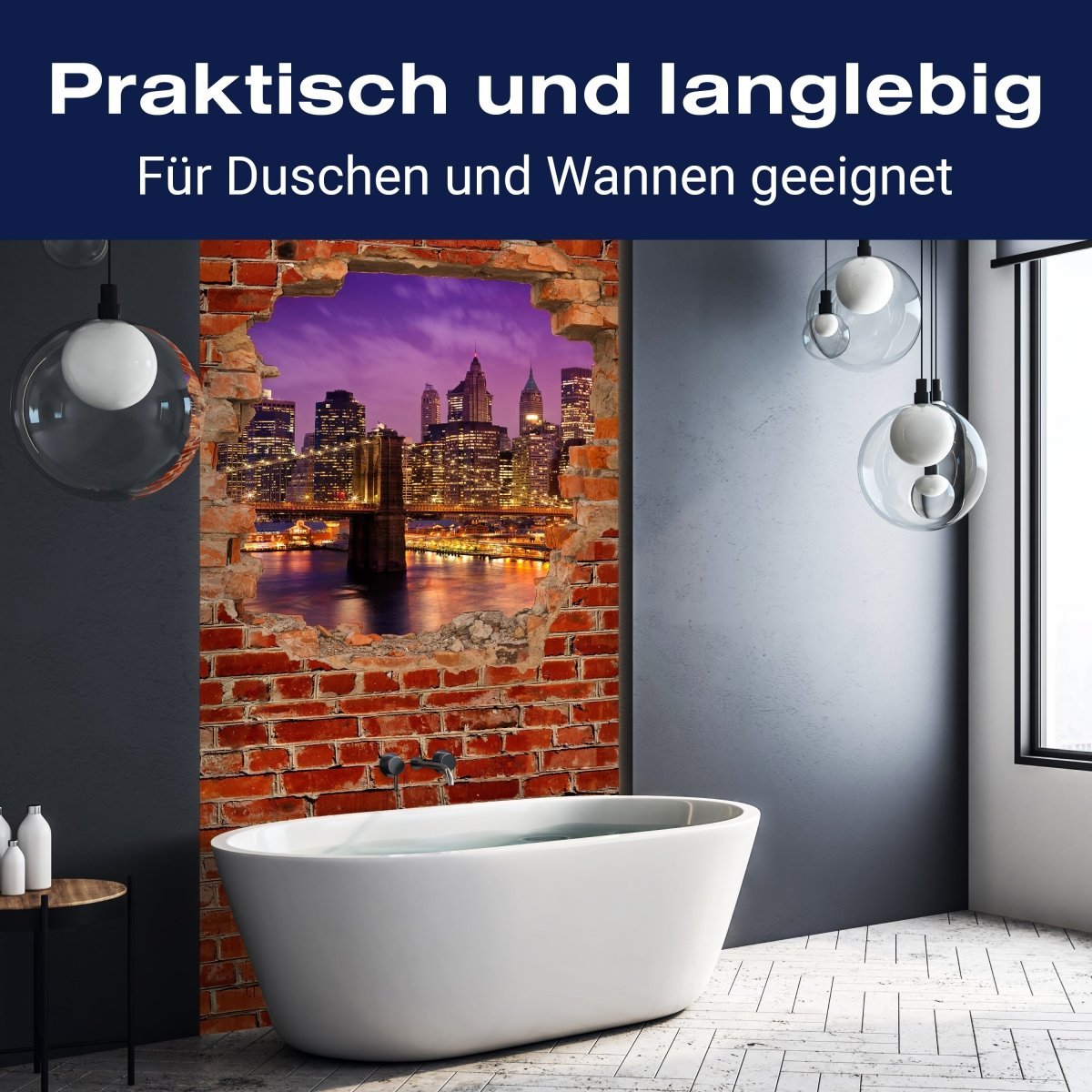 Duschwand New York bei Nacht - Roter Backstein M0611 entdecken - Bild 3 Duschwand New York bei Nacht - Roter Backstein M0611 entdecken - Bild 3