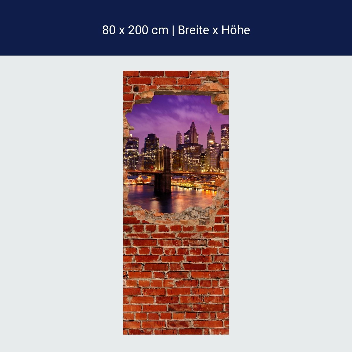 Duschwand New York bei Nacht - Roter Backstein M0611 Duschwand New York bei Nacht - Roter Backstein M0611