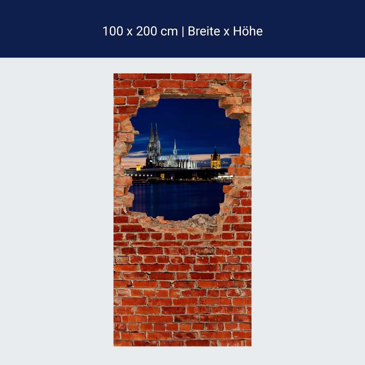 Duschwand Köln bei Nacht - Roter Backstein M0613 Duschwand Köln bei Nacht - Roter Backstein M0613