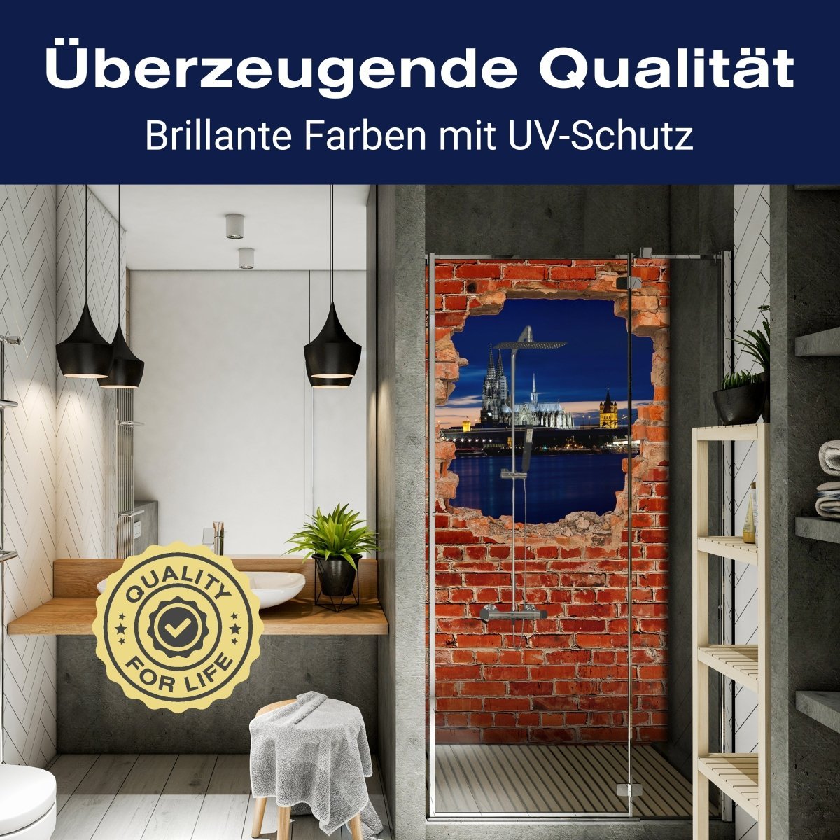 Duschwand Köln bei Nacht - Roter Backstein M0613 entdecken - Bild 2 Duschwand Köln bei Nacht - Roter Backstein M0613 entdecken - Bild 2