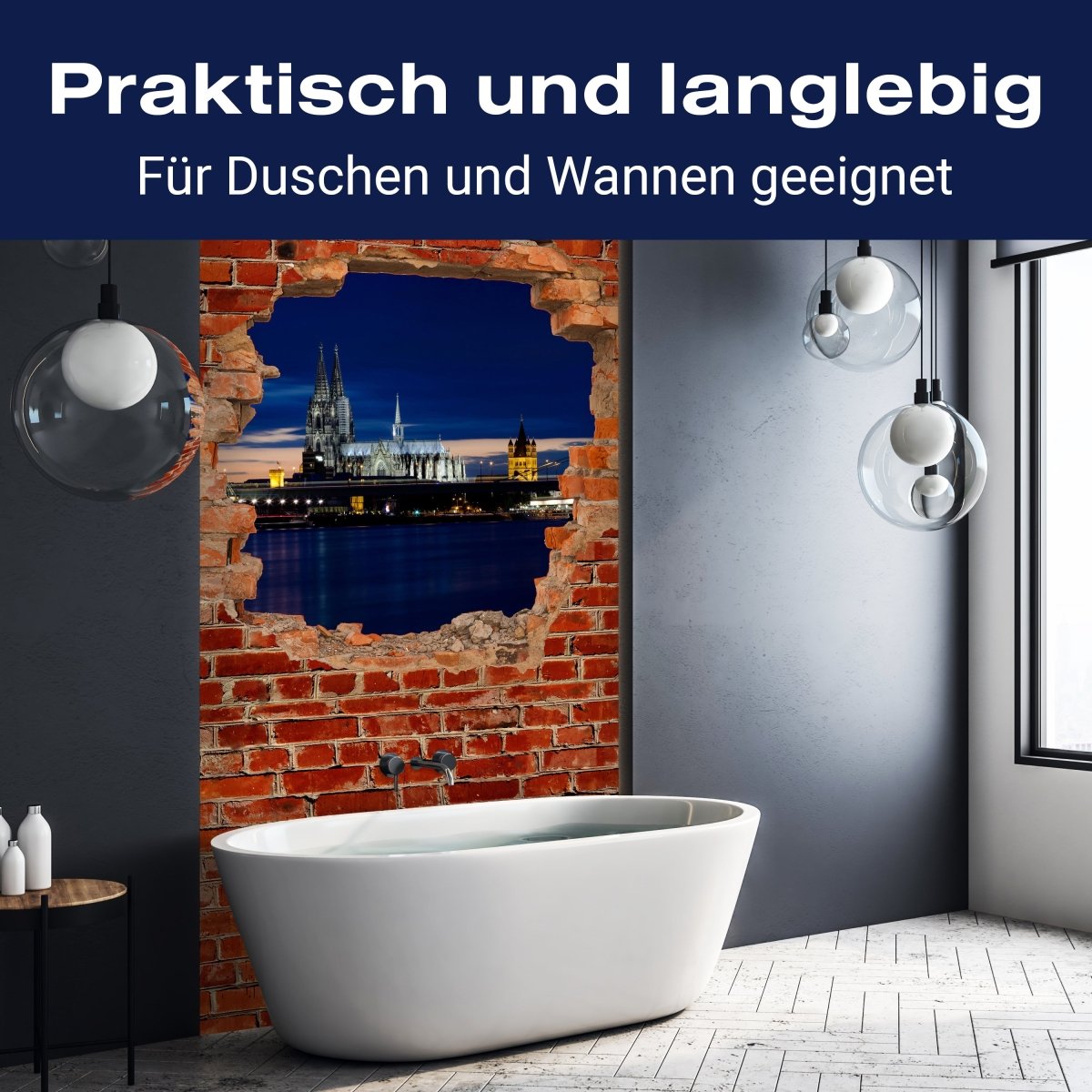 Duschwand Köln bei Nacht - Roter Backstein M0613 entdecken - Bild 3 Duschwand Köln bei Nacht - Roter Backstein M0613 entdecken - Bild 3