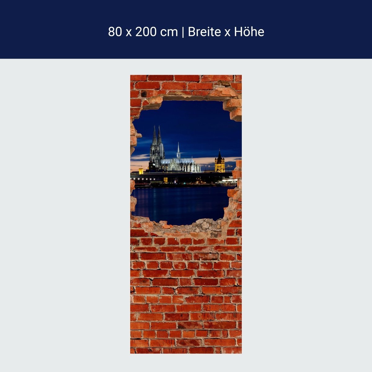 Duschwand Köln bei Nacht - Roter Backstein M0613 Duschwand Köln bei Nacht - Roter Backstein M0613