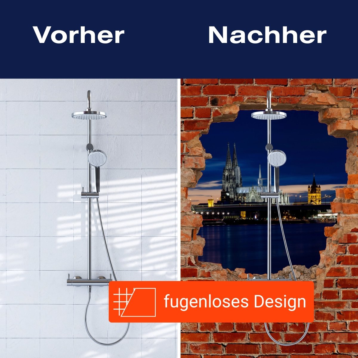 Duschwand Köln bei Nacht - Roter Backstein M0613 entdecken - Bild 9 Duschwand Köln bei Nacht - Roter Backstein M0613 entdecken - Bild 9