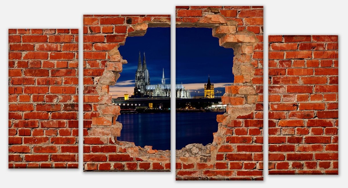 Leinwandbild Mehrteiler Köln bei Nacht - Roter Backstein M0613 Leinwandbild Mehrteiler Köln bei Nacht - Roter Backstein M0613