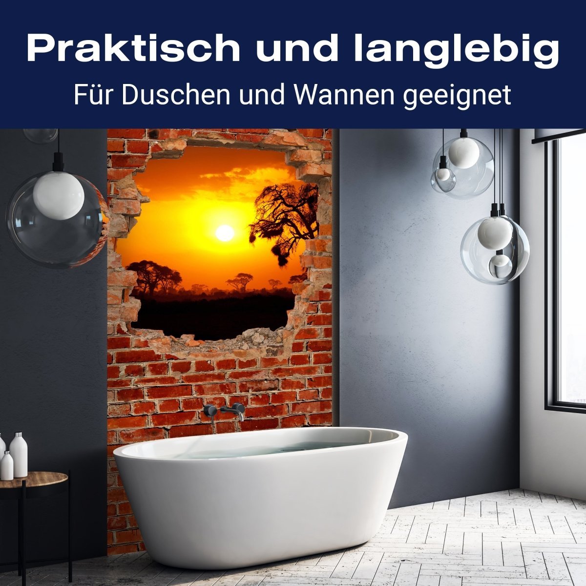 Duschwand Steppe Sonnenuntergang - Roter Backstein M0614 entdecken - Bild 3 Duschwand Steppe Sonnenuntergang - Roter Backstein M0614 entdecken - Bild 3