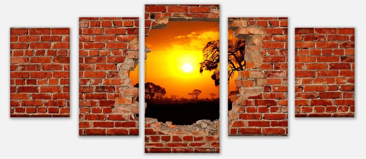 Leinwandbild Mehrteiler Steppe Sonnenuntergang - Roter Backstein M0614 entdecken - Bild 1 Leinwandbild Mehrteiler Steppe Sonnenuntergang - Roter Backstein M0614 entdecken - Bild 1