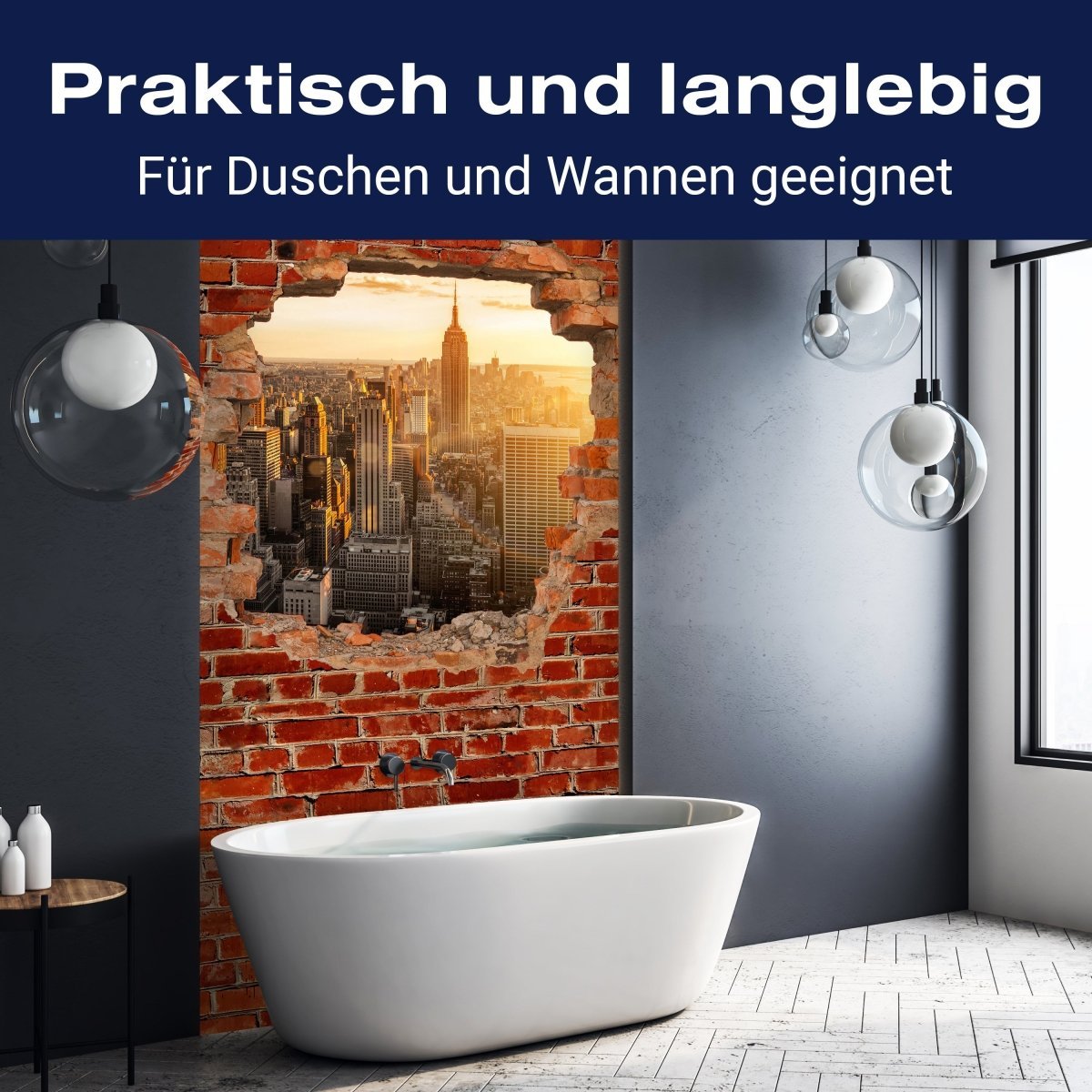 Duschwand New York - Roter Backstein M0616 entdecken - Bild 3 Duschwand New York - Roter Backstein M0616 entdecken - Bild 3