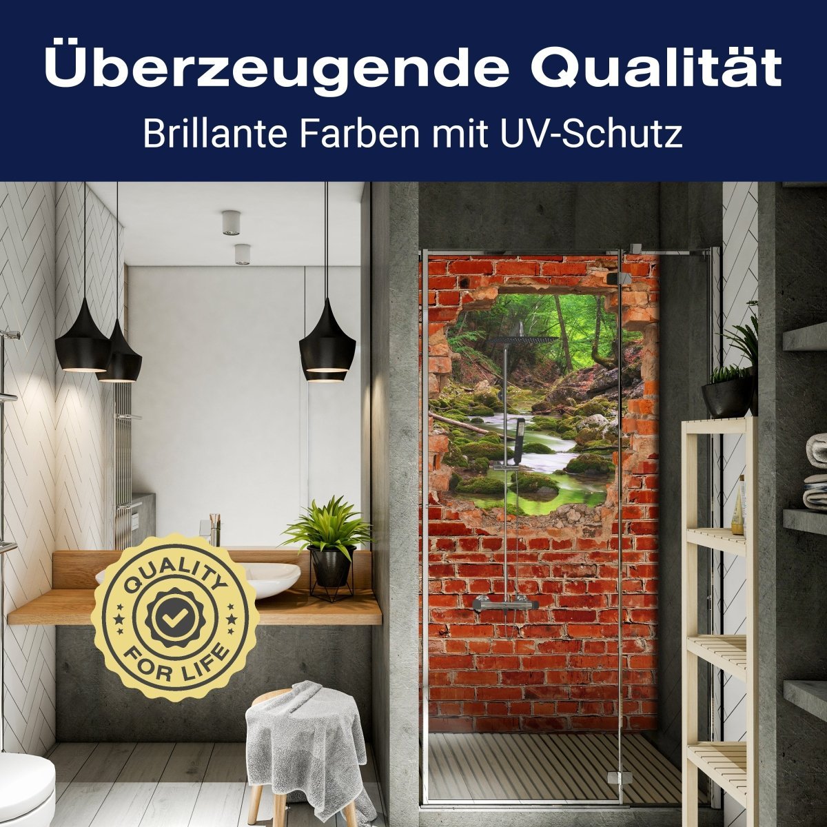 Duschwand Fluss im Wald - Roter Backstein M0617 entdecken - Bild 2 Duschwand Fluss im Wald - Roter Backstein M0617 entdecken - Bild 2