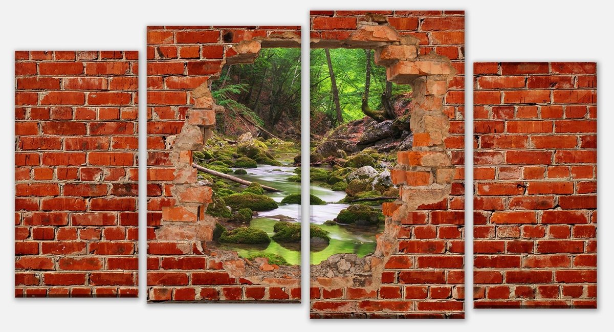 Leinwandbild Mehrteiler Fluss im Wald - Roter Backstein M0617 Leinwandbild Mehrteiler Fluss im Wald - Roter Backstein M0617
