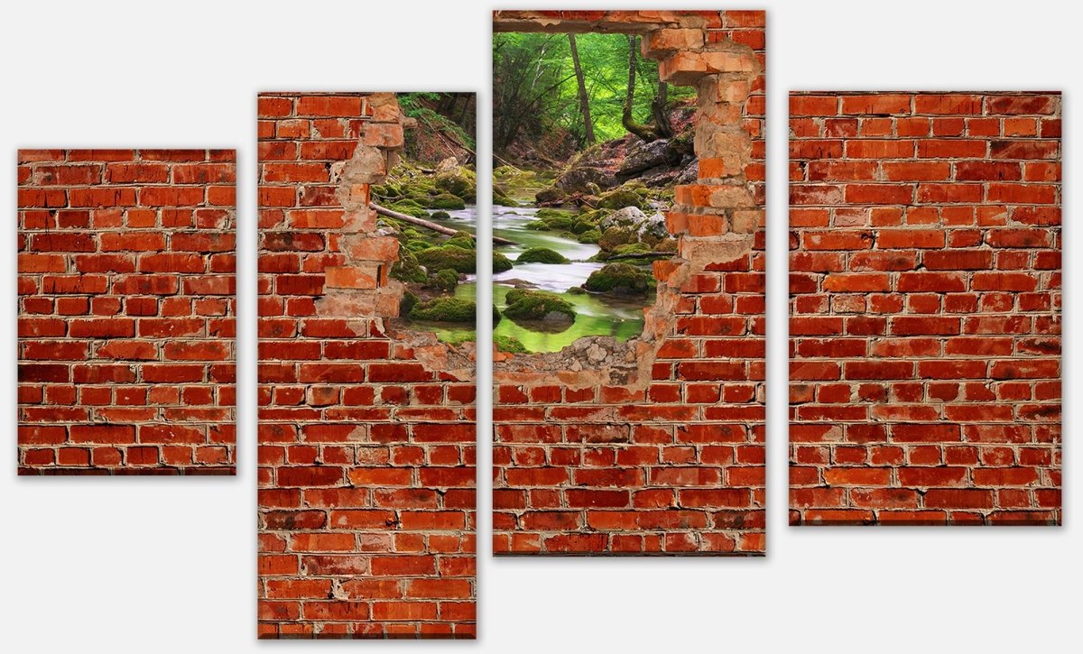Leinwandbild Mehrteiler Fluss im Wald - Roter Backstein M0617 Leinwandbild Mehrteiler Fluss im Wald - Roter Backstein M0617