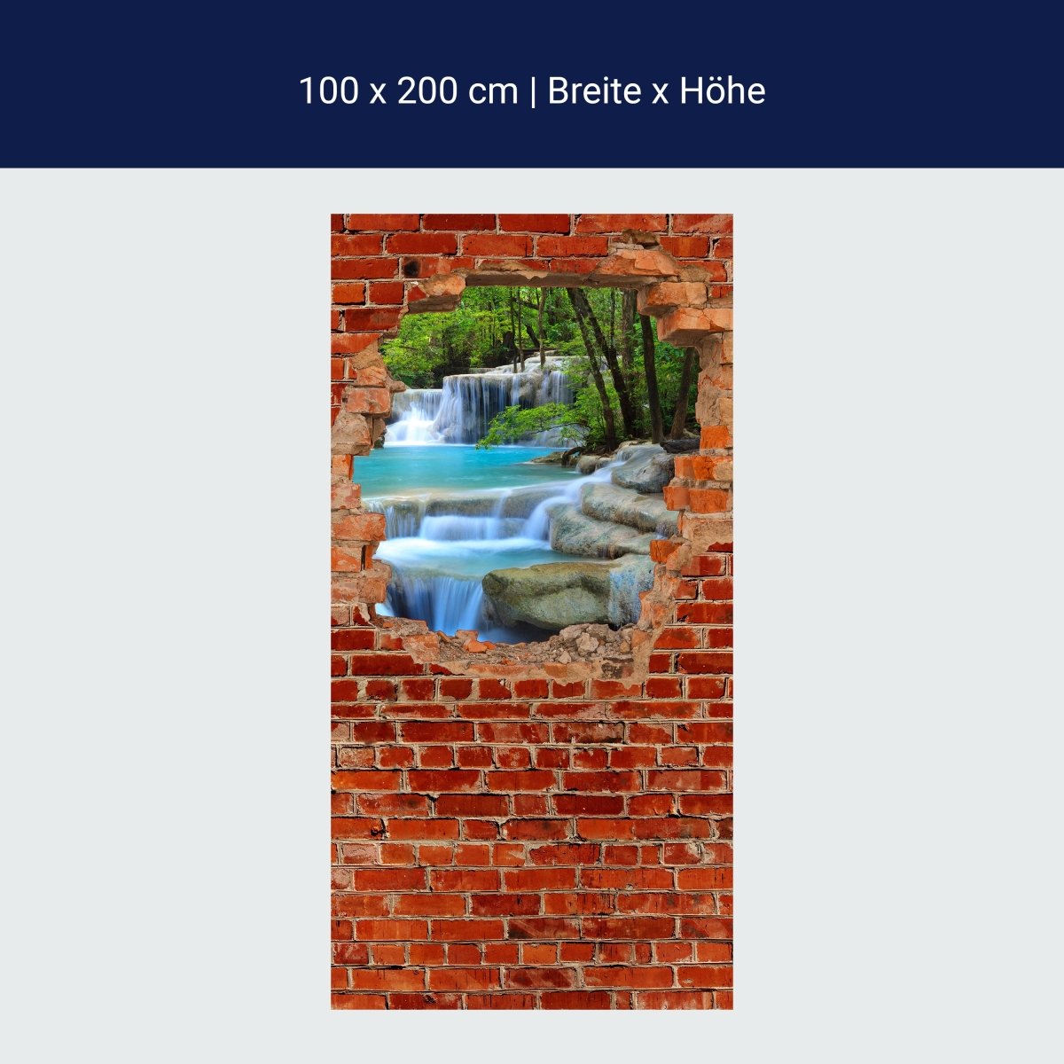 Duschwand Wasserfall im Wald - Roter Backstein M0618 Duschwand Wasserfall im Wald - Roter Backstein M0618