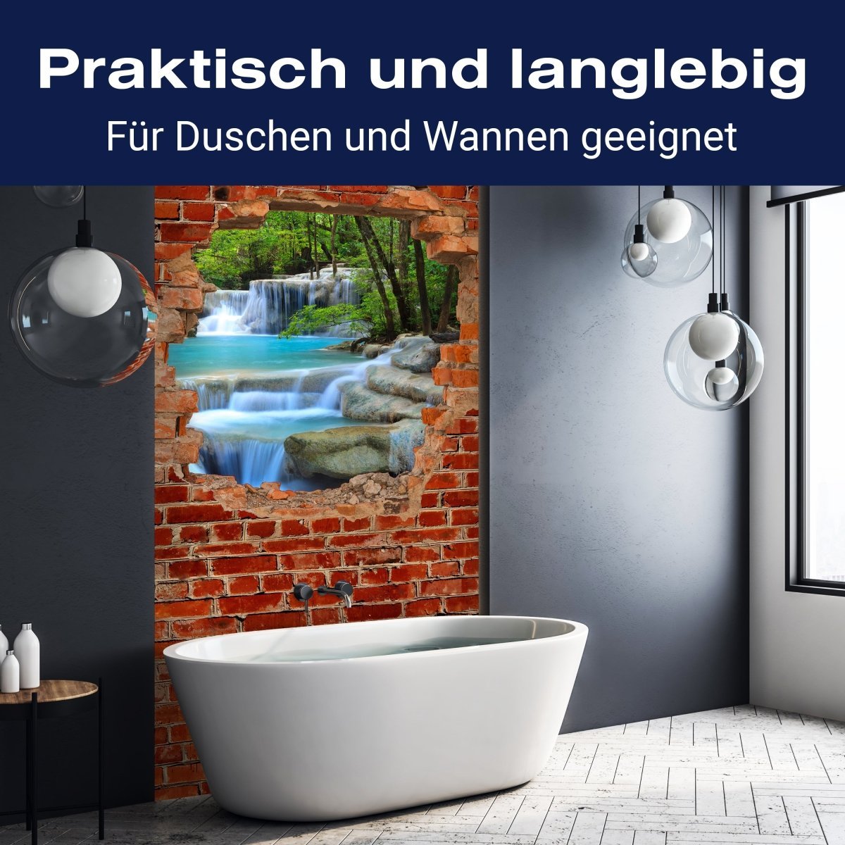 Duschwand Wasserfall im Wald - Roter Backstein M0618 entdecken - Bild 3 Duschwand Wasserfall im Wald - Roter Backstein M0618 entdecken - Bild 3