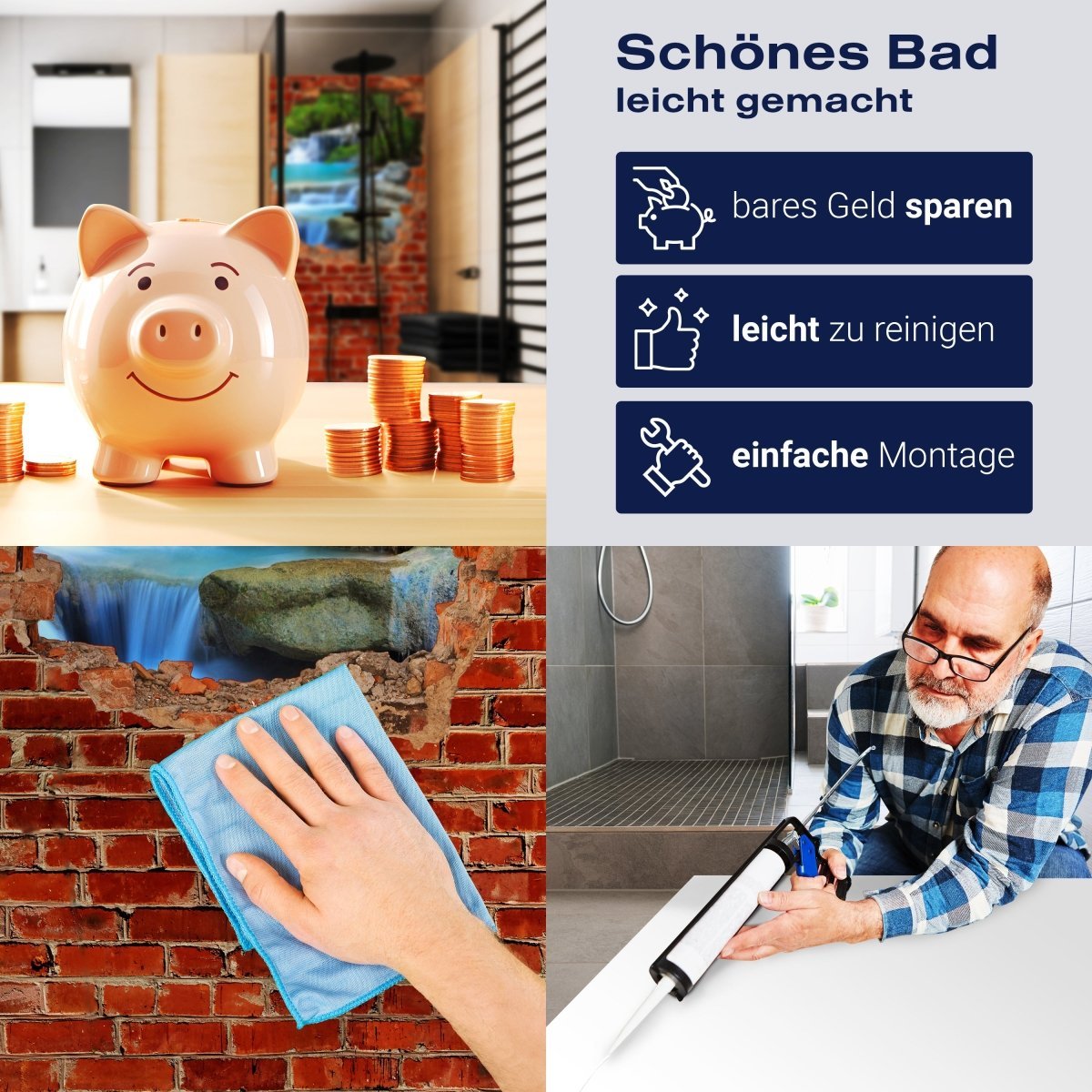 Duschwand Wasserfall im Wald - Roter Backstein M0618 entdecken - Bild 7 Duschwand Wasserfall im Wald - Roter Backstein M0618 entdecken - Bild 7