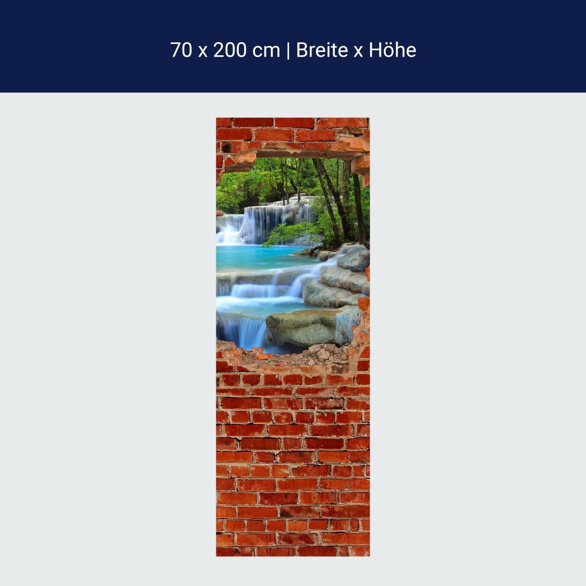 Duschwand Wasserfall im Wald - Roter Backstein M0618 Duschwand Wasserfall im Wald - Roter Backstein M0618