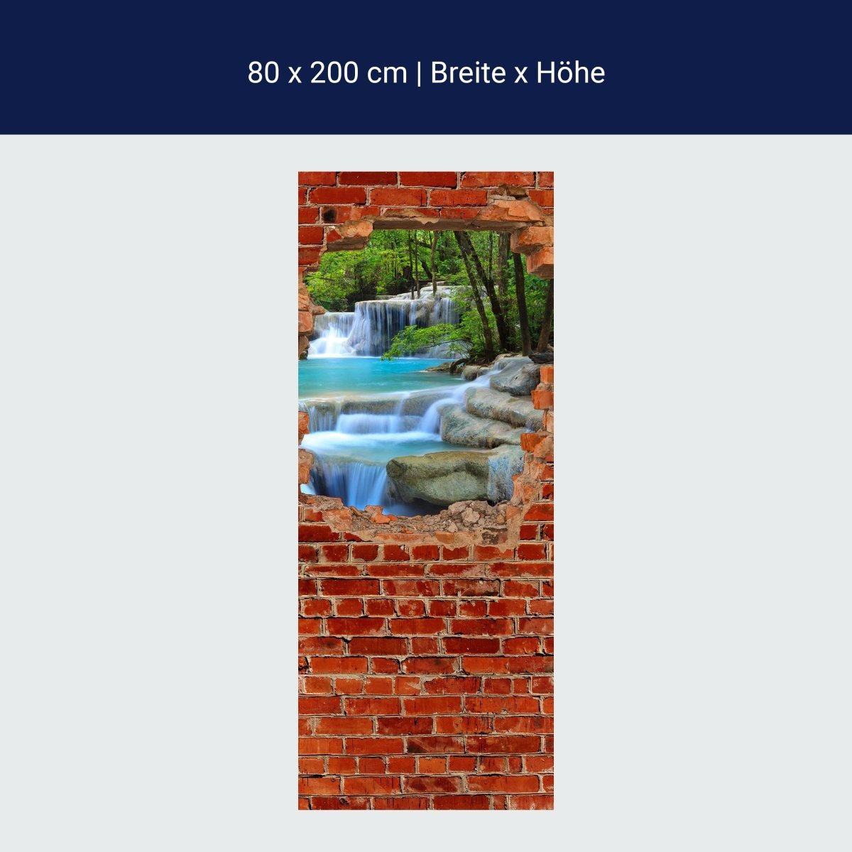 Duschwand Wasserfall im Wald - Roter Backstein M0618 Duschwand Wasserfall im Wald - Roter Backstein M0618