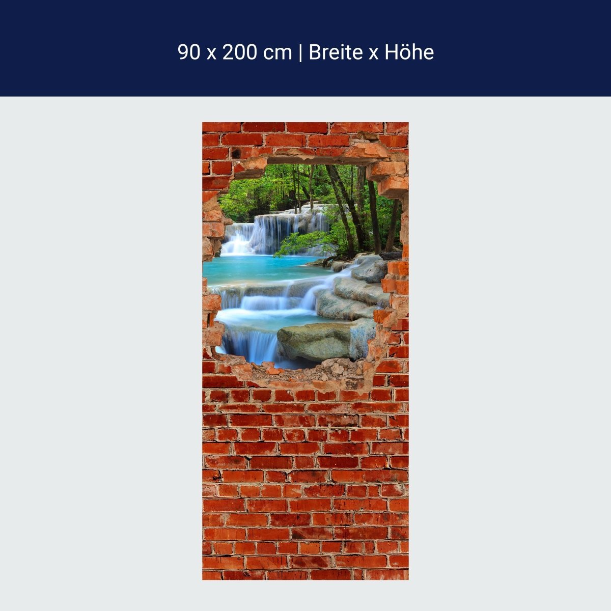 Duschwand Wasserfall im Wald - Roter Backstein M0618 Duschwand Wasserfall im Wald - Roter Backstein M0618