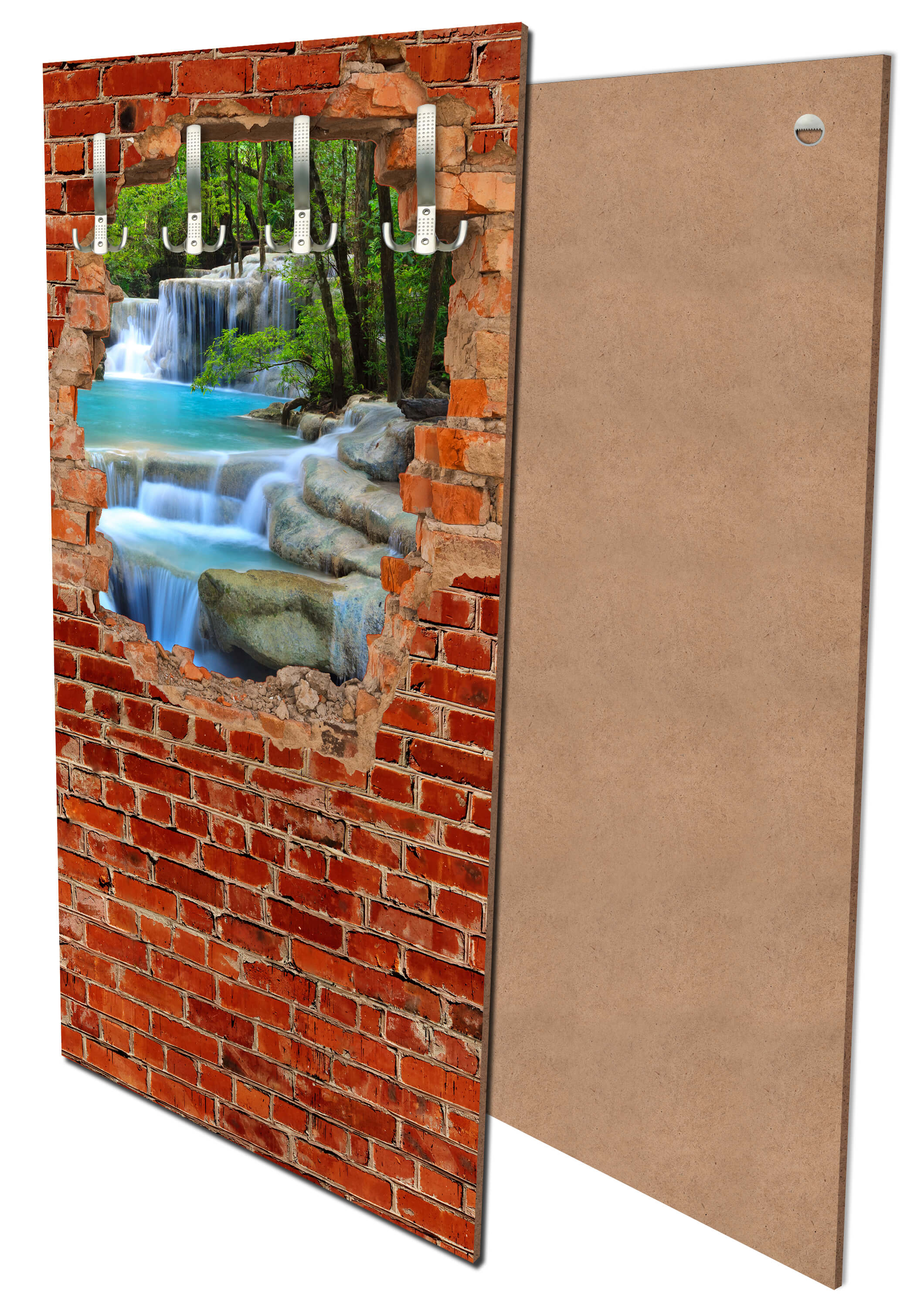 Garderobe Wasserfall im Wald - Roter Backstein M0618 entdecken - Bild 1 Garderobe Wasserfall im Wald - Roter Backstein M0618 entdecken - Bild 1