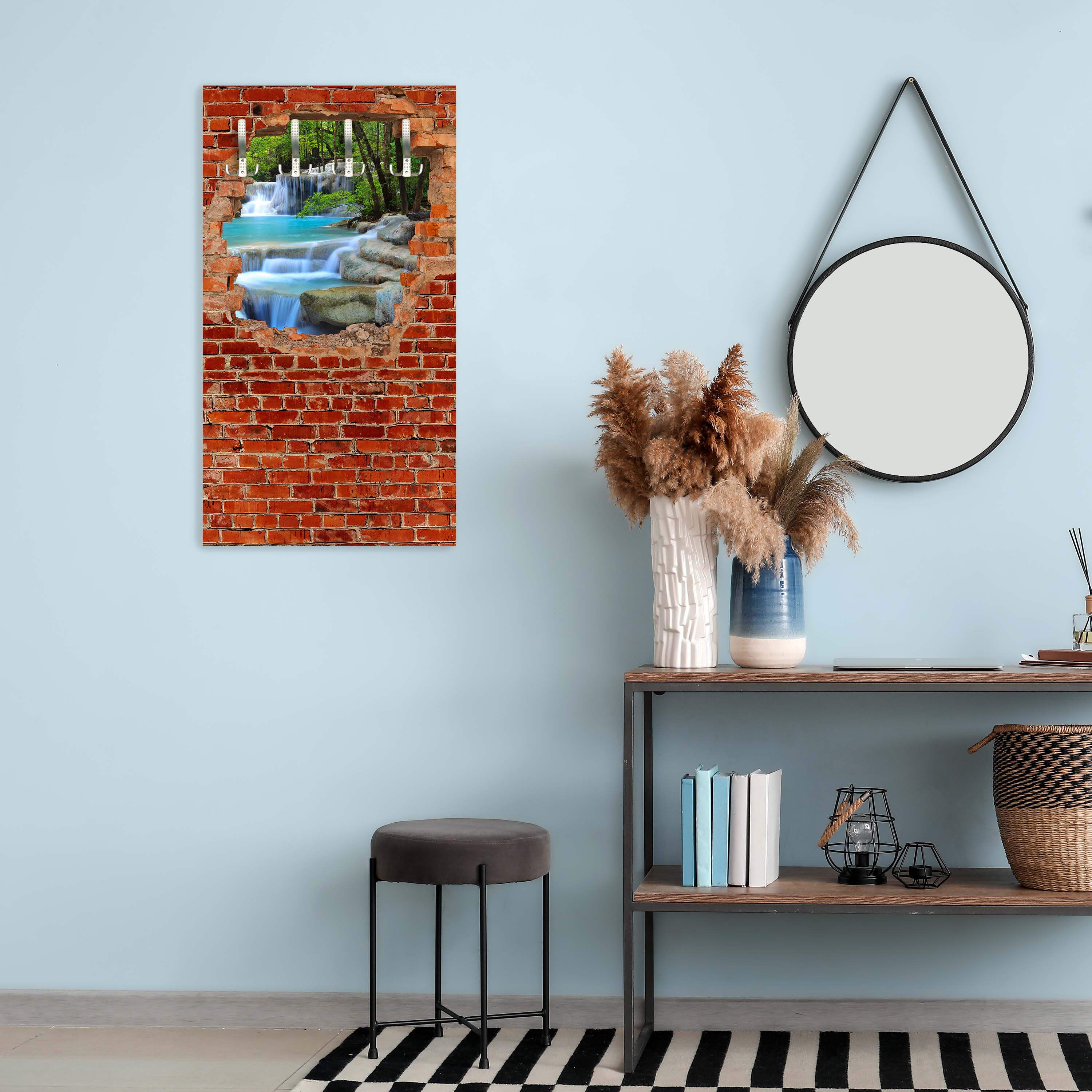 Garderobe Wasserfall im Wald - Roter Backstein M0618 entdecken - Bild 2 Garderobe Wasserfall im Wald - Roter Backstein M0618 entdecken - Bild 2