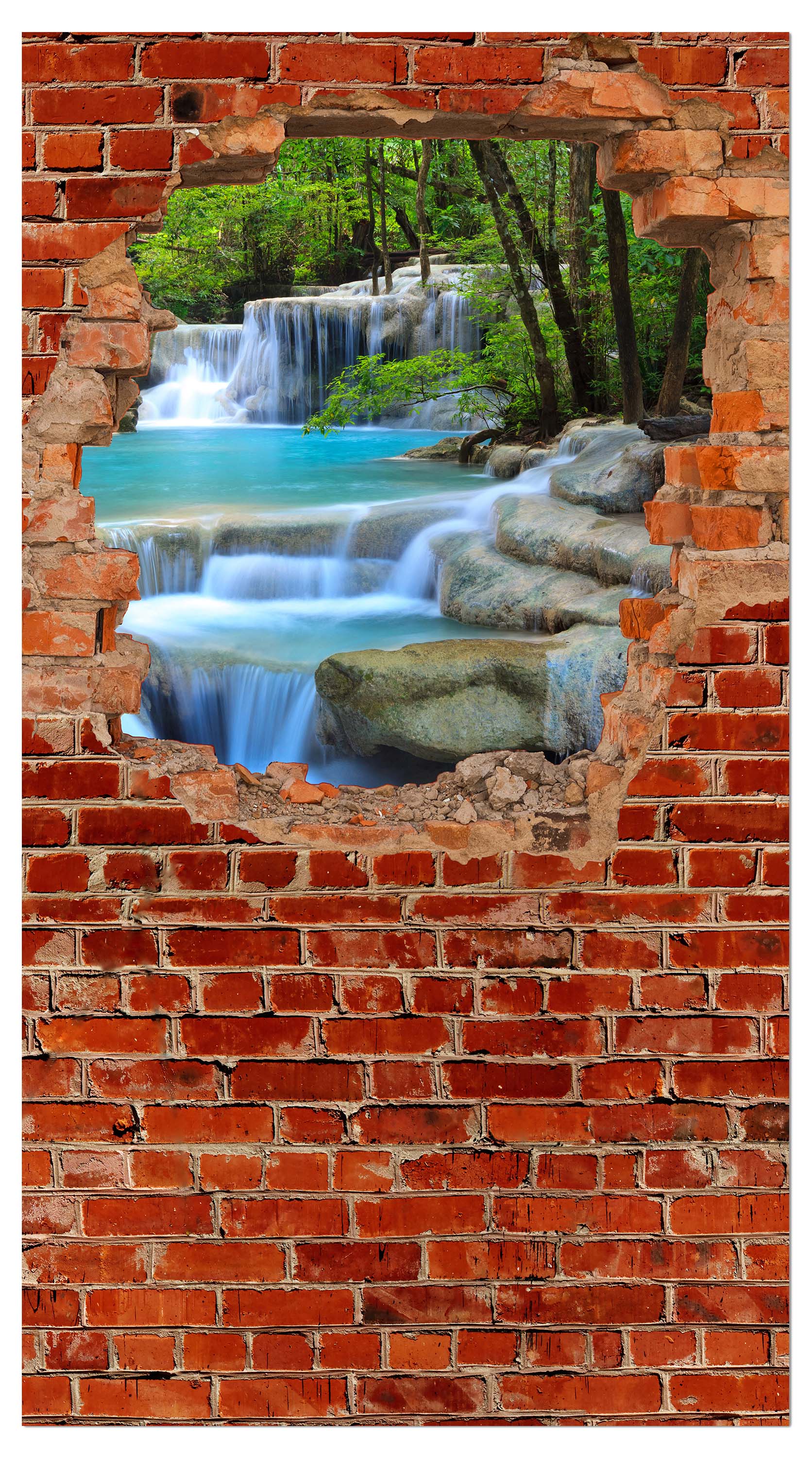 Garderobe Wasserfall im Wald - Roter Backstein M0618 entdecken - Bild 4 Garderobe Wasserfall im Wald - Roter Backstein M0618 entdecken - Bild 4