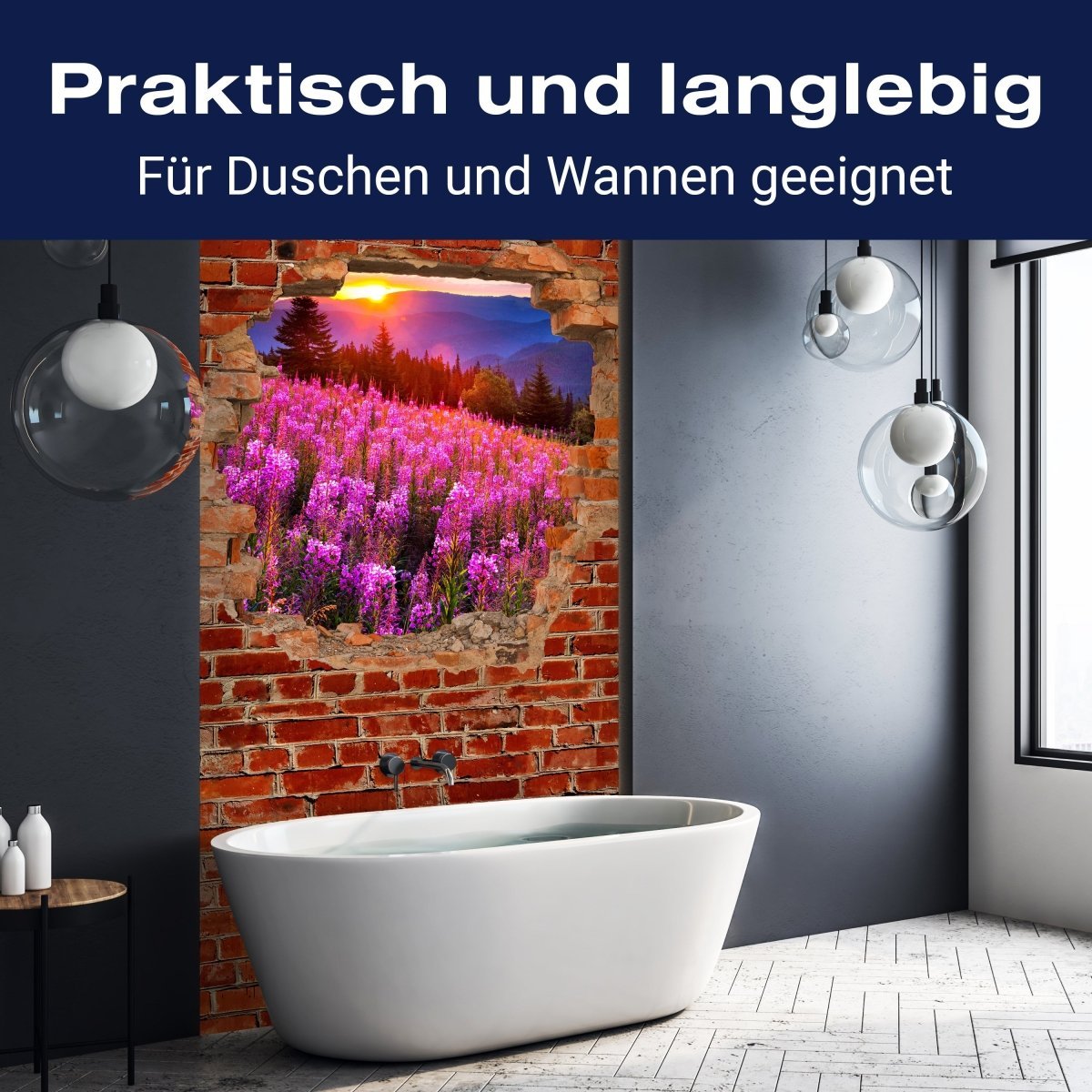 Duschwand Herbst in den Bergen - Roter Backstein M0619 entdecken - Bild 3 Duschwand Herbst in den Bergen - Roter Backstein M0619 entdecken - Bild 3