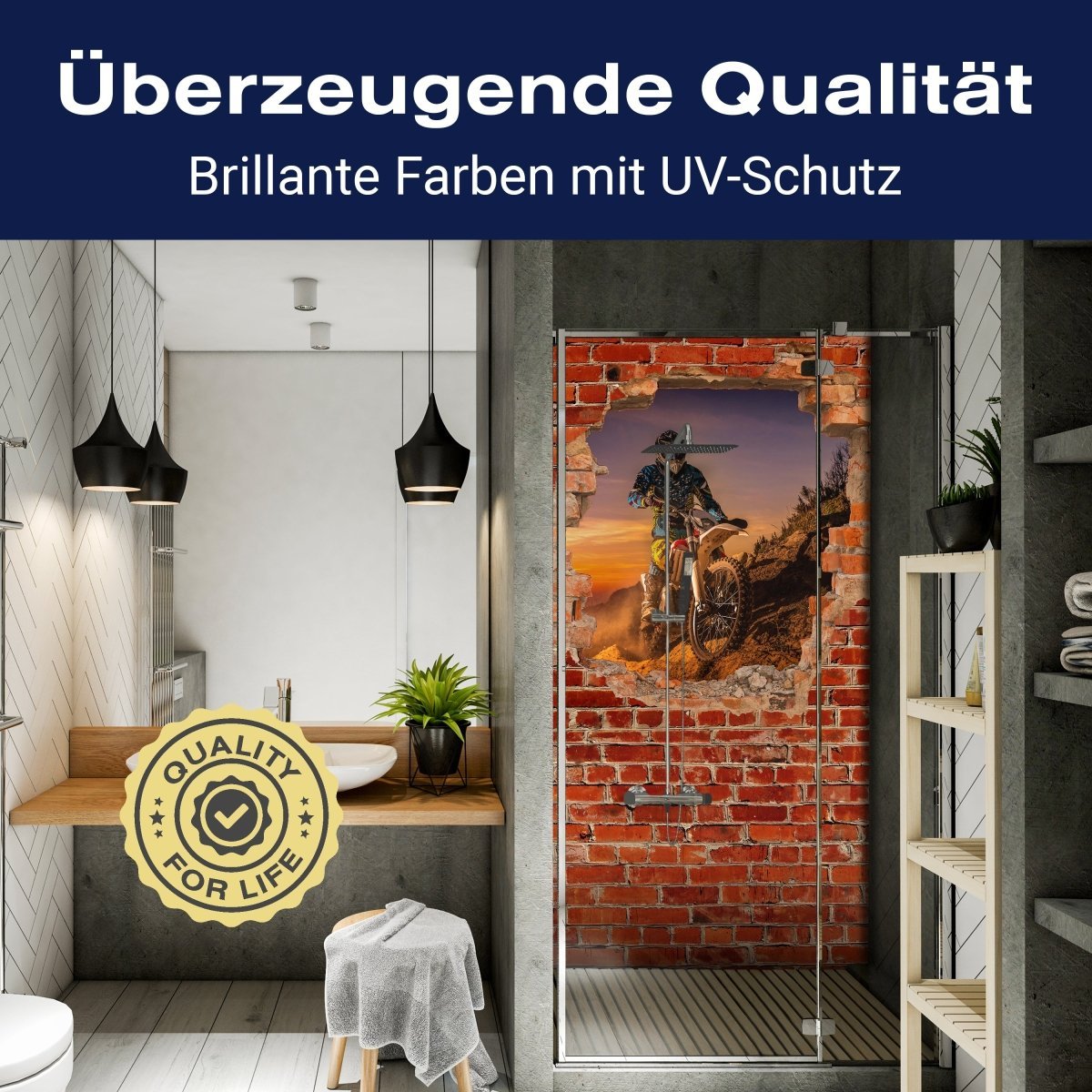 Duschwand Extreme Biker - Roter Backstein M0620 entdecken - Bild 2 Duschwand Extreme Biker - Roter Backstein M0620 entdecken - Bild 2