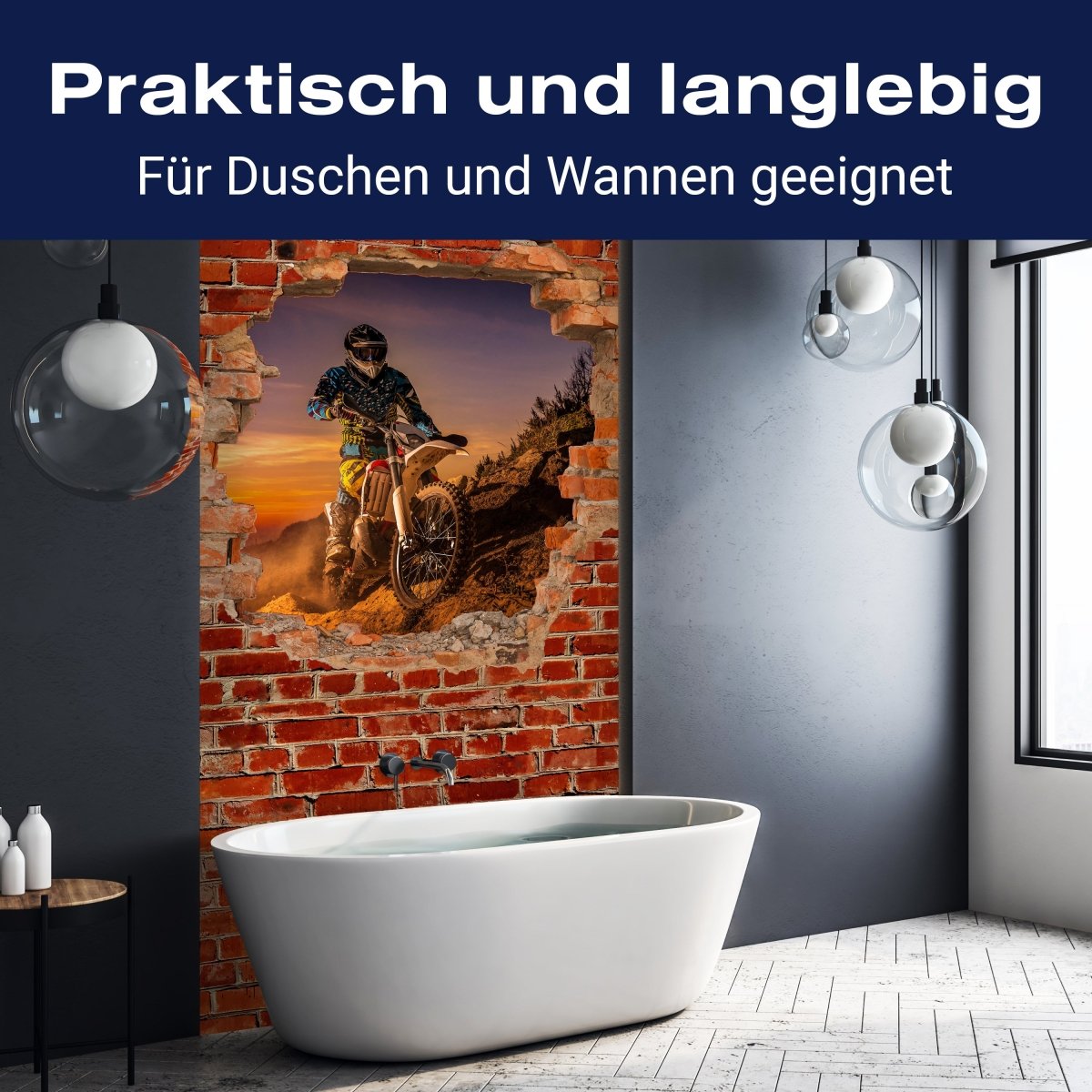 Duschwand Extreme Biker - Roter Backstein M0620 entdecken - Bild 3 Duschwand Extreme Biker - Roter Backstein M0620 entdecken - Bild 3
