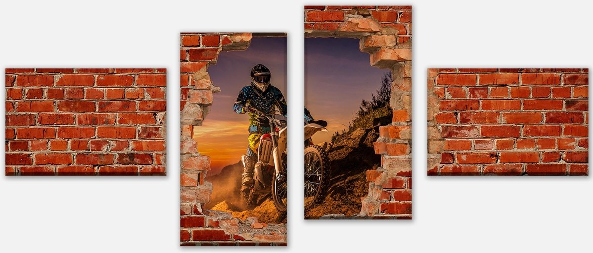 Leinwandbild Mehrteiler Extreme Biker - Roter Backstein M0620 Leinwandbild Mehrteiler Extreme Biker - Roter Backstein M0620