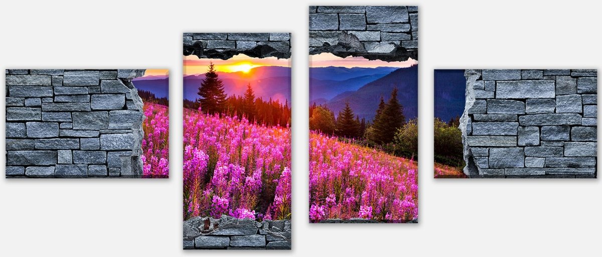 Leinwandbild Mehrteiler 3D Herbst in den Bergen - grobe Steinmauer M0621 Leinwandbild Mehrteiler 3D Herbst in den Bergen - grobe Steinmauer M0621