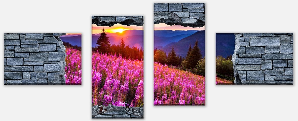 Leinwandbild Mehrteiler 3D Herbst in den Bergen - grobe Steinmauer M0621 Leinwandbild Mehrteiler 3D Herbst in den Bergen - grobe Steinmauer M0621