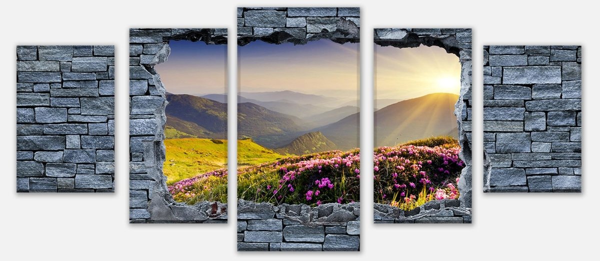 Leinwandbild Mehrteiler 3D Bergrücken im Sonnenlicht - Steinmauer M0624 entdecken - Bild 1 Leinwandbild Mehrteiler 3D Bergrücken im Sonnenlicht - Steinmauer M0624 entdecken - Bild 1