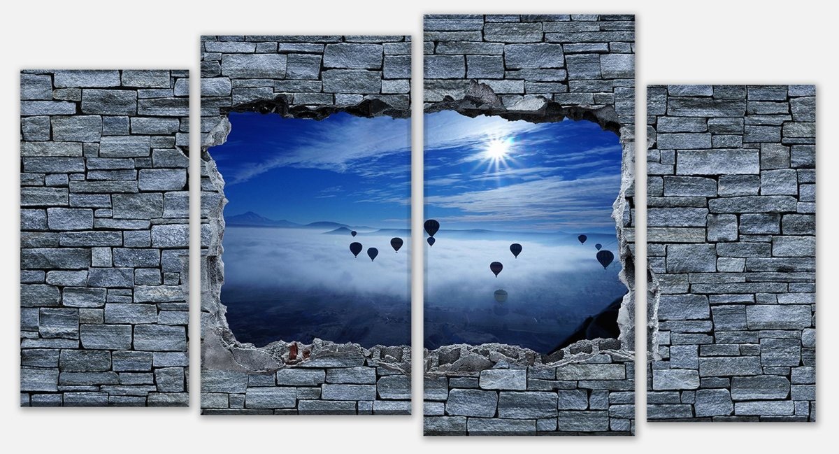 Leinwandbild Mehrteiler 3D Luftballon Turkei - grobe Steinmauer M0635 Leinwandbild Mehrteiler 3D Luftballon Turkei - grobe Steinmauer M0635