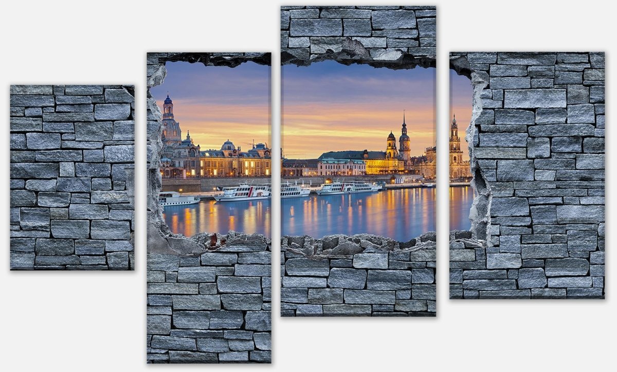 Leinwandbild Mehrteiler 3D Dresden - grobe Steinmauer M0637 Leinwandbild Mehrteiler 3D Dresden - grobe Steinmauer M0637