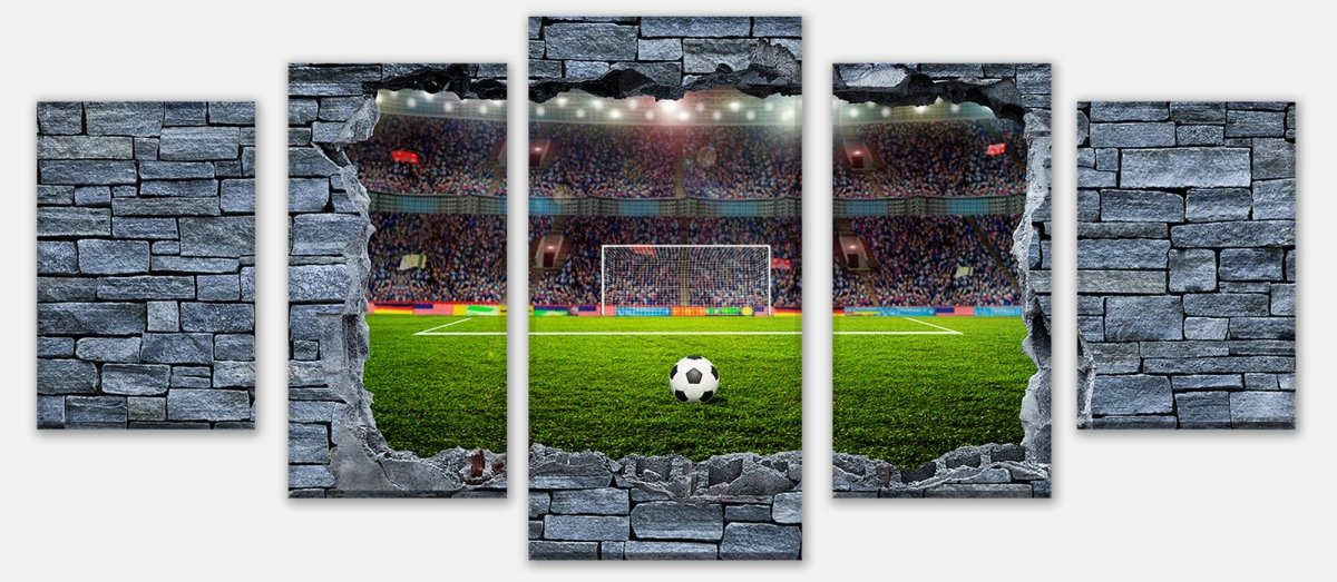 Leinwandbild Mehrteiler 3D Fußballfeld - grobe Steinmauer M0640 entdecken - Bild 1 Leinwandbild Mehrteiler 3D Fußballfeld - grobe Steinmauer M0640 entdecken - Bild 1